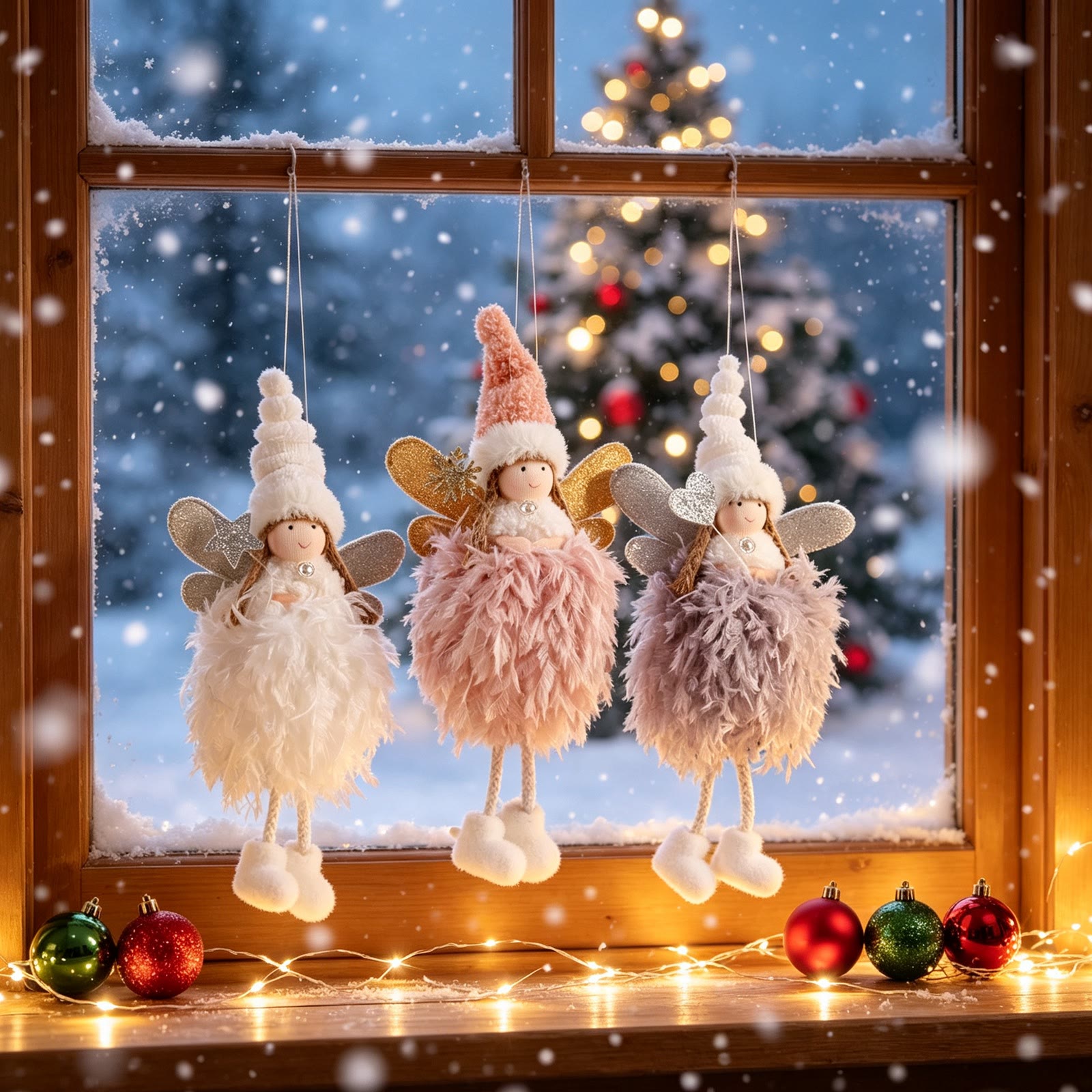 Rubbyoo 3 Pcs Fairy Christmas Ornaments - Winter Fairy | Christmas Tree Decorative Doll | Nice Holiday Gift  - Winter Fairy Collection - image 1