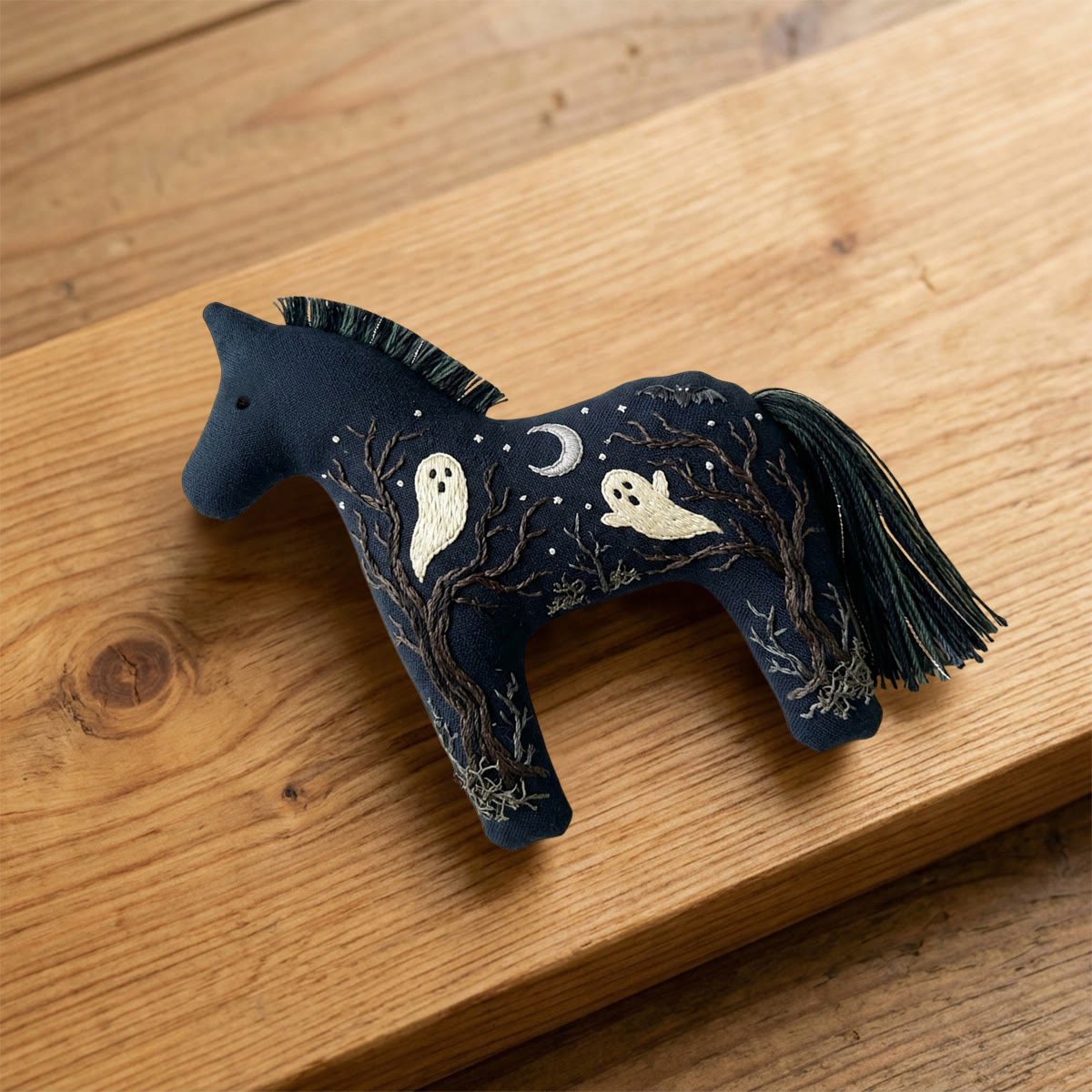 Rubbyoo Dala Horse Embroidery Kit - Halloween Ghost Dead Tree Moon | Halloween Wall Hanging | Suitable For Diy Beginners - image 7