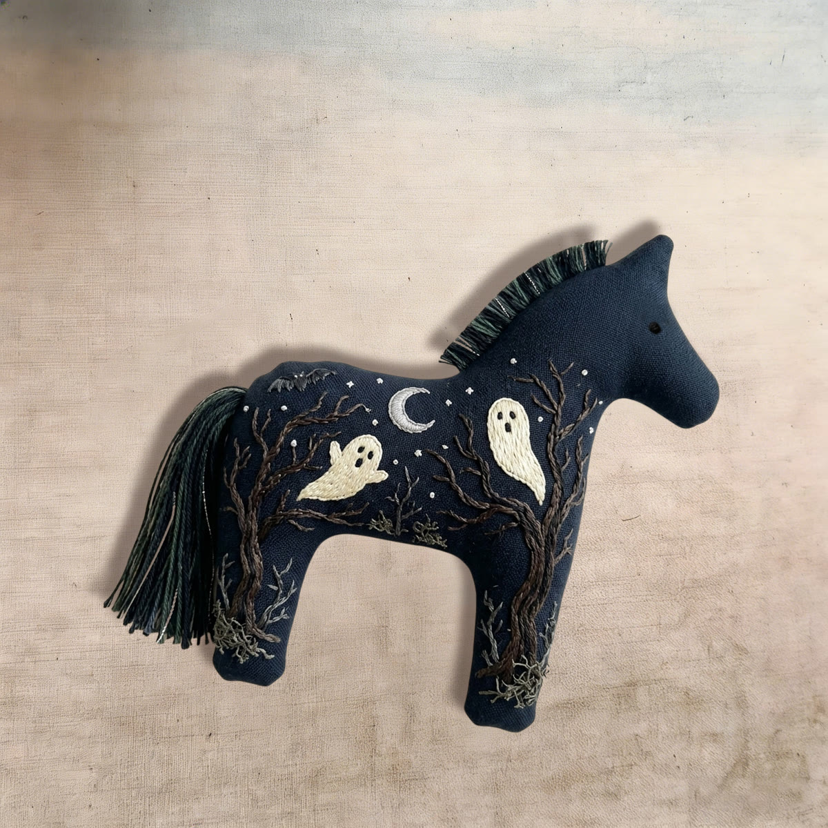 Rubbyoo Dala Horse Embroidery Kit - Halloween Ghost Dead Tree Moon | Halloween Wall Hanging | Suitable For Diy Beginners - image 8