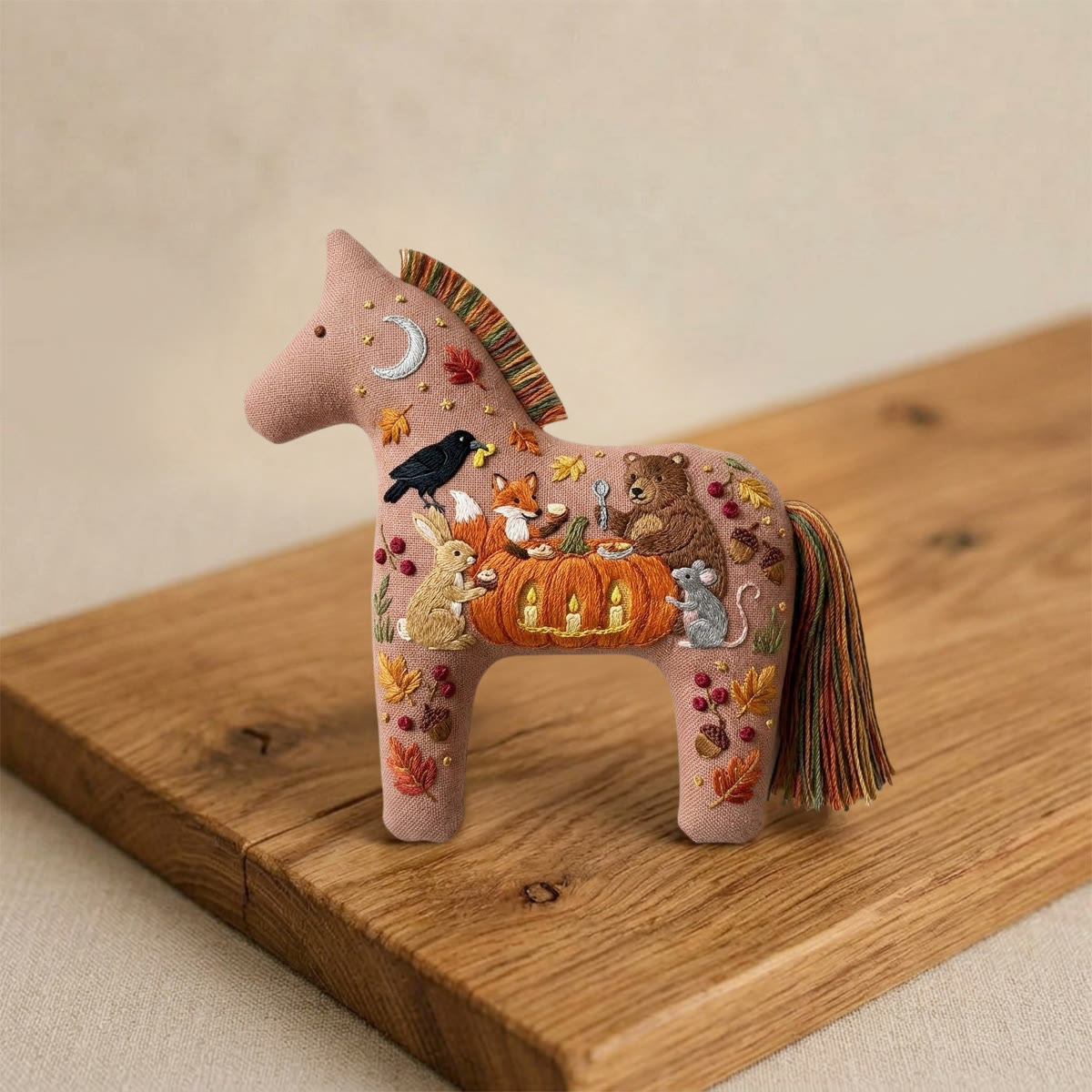 Rubbyoo Dala Horse Embroidery Kit - Halloween Animal Pumpkin Feast  | Ideal For Holiday Gifts | Unique Handmade Presents  - image 2