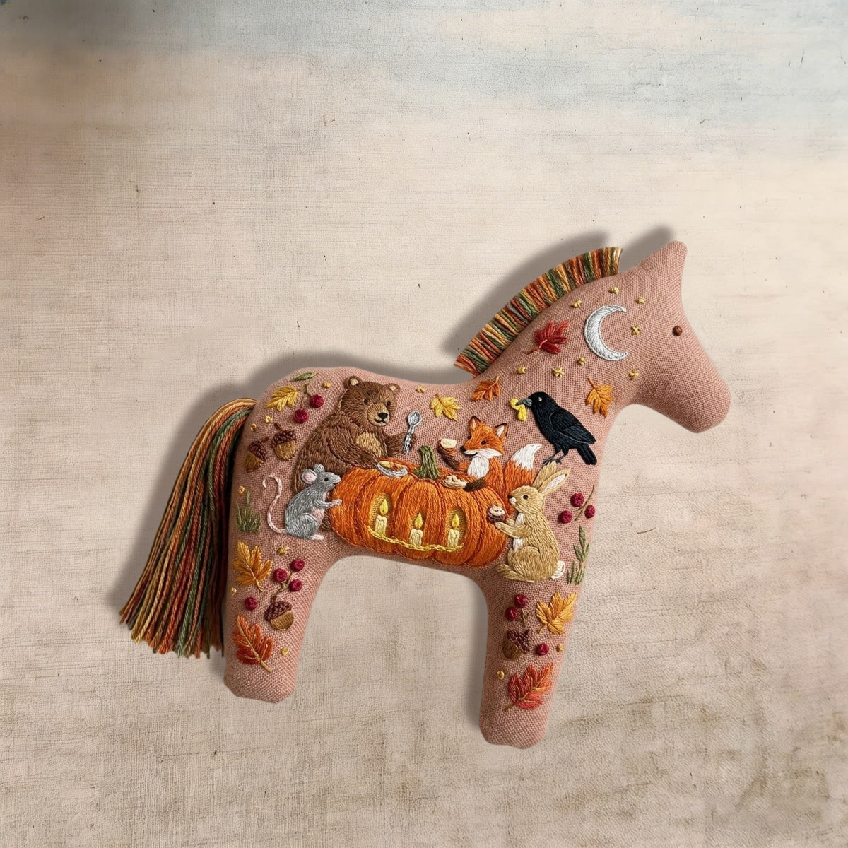 Rubbyoo Dala Horse Embroidery Kit - Halloween Animal Pumpkin Feast  | Ideal For Holiday Gifts | Unique Handmade Presents  - image 8