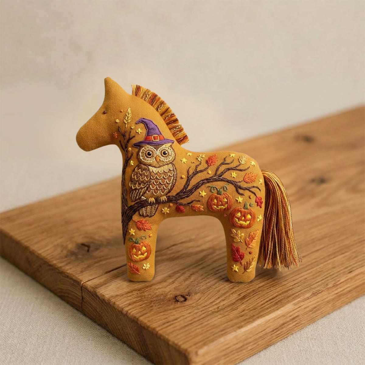 Rubbyoo Dala Horse Embroidery Kit - Halloween Witch Owl & Jack-o'-lantern | Vintage Room Decor | Multi-occasion Gift For Birthday & Holiday - image 2