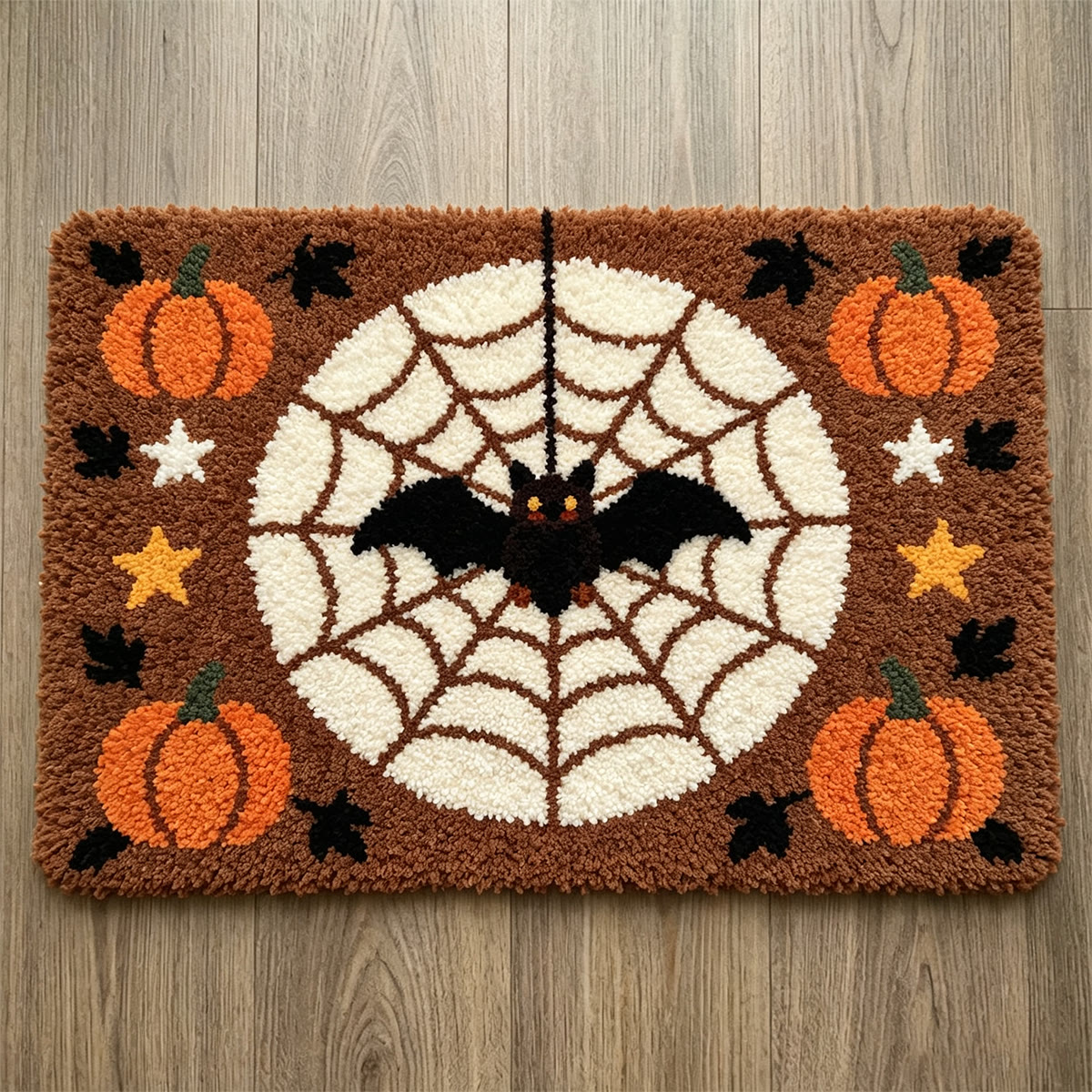 Rubbyoo Latch Hook Rug Kit - Bats And Spiderwebs | Versatile Spooky Decor | Creative Wall Hanging - 75x50cm - image 1