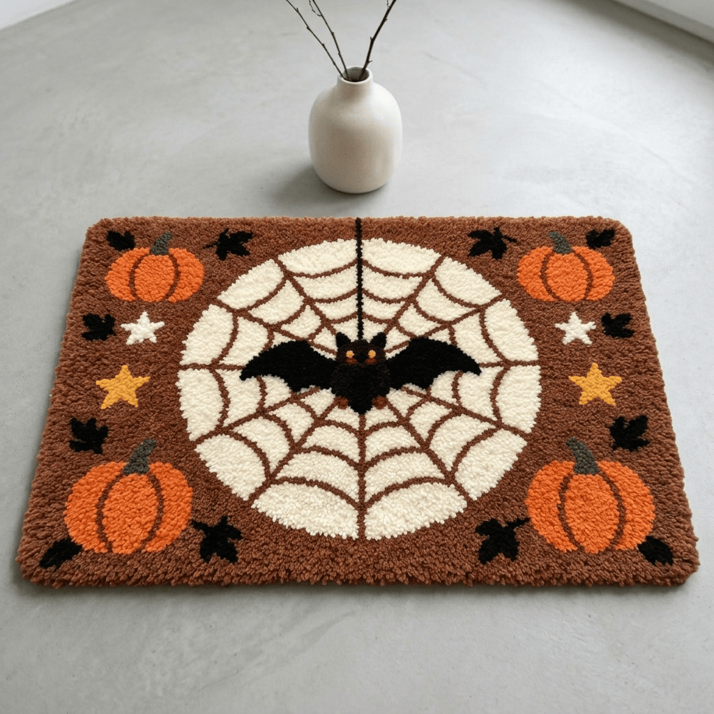 Rubbyoo Latch Hook Rug Kit - Bats And Spiderwebs | Versatile Spooky Decor | Creative Wall Hanging - image 9