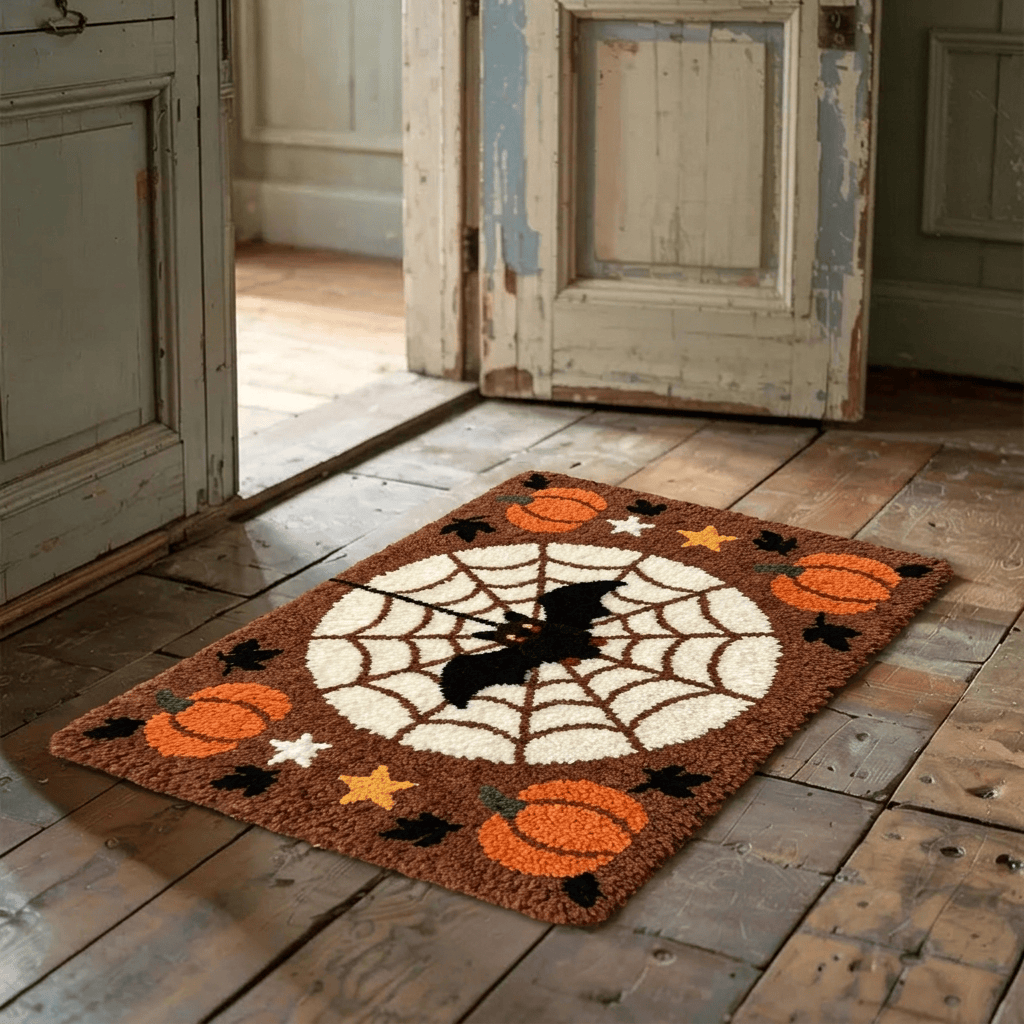 Rubbyoo Latch Hook Rug Kit - Bats And Spiderwebs | Versatile Spooky Decor | Creative Wall Hanging - image 3