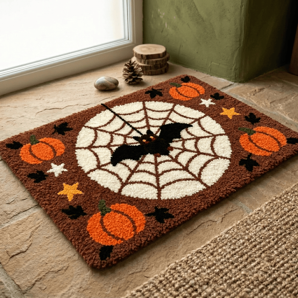 Rubbyoo Latch Hook Rug Kit - Bats And Spiderwebs | Versatile Spooky Decor | Creative Wall Hanging - image 5