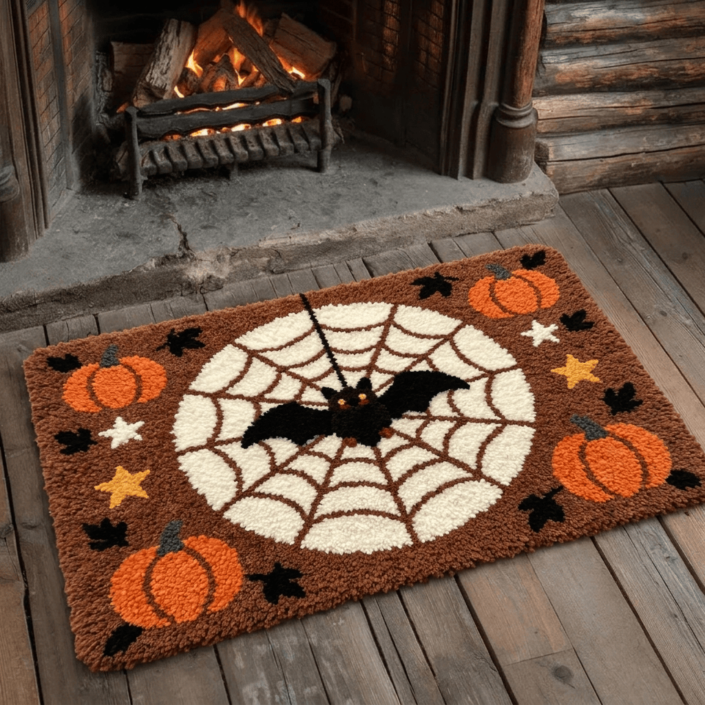 Rubbyoo Latch Hook Rug Kit - Bats And Spiderwebs | Versatile Spooky Decor | Creative Wall Hanging - image 4