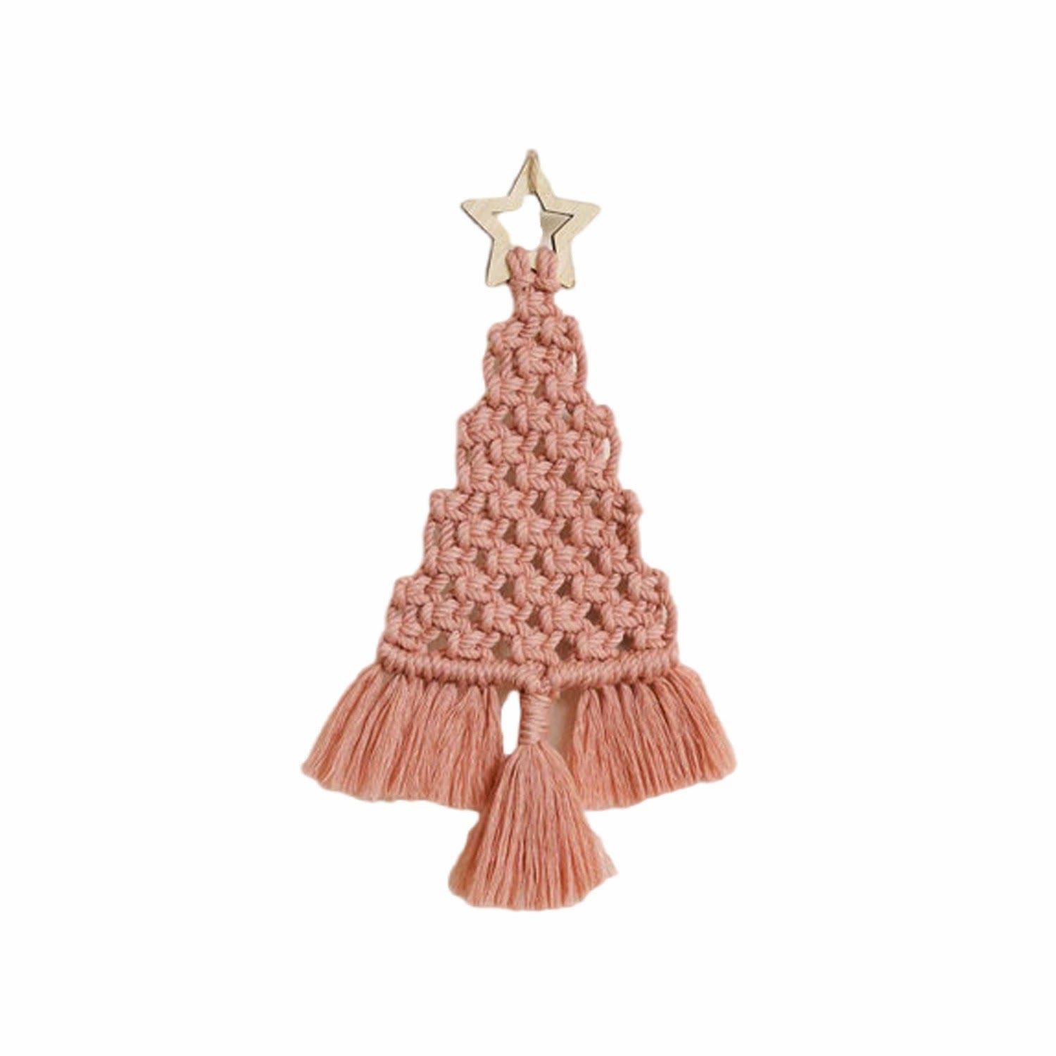 Rubbyoo Boh Macrame Christmas Tree Ornament - Woven Crafts For Home Decor | New Holiday Gift Idea - Pink - image 4