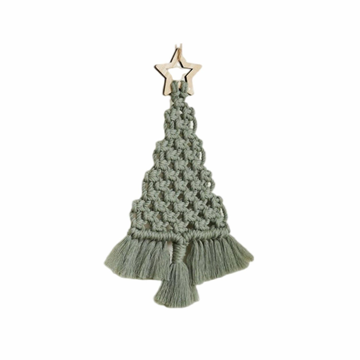 Rubbyoo Boh Macrame Christmas Tree Ornament - Woven Crafts For Home Decor | New Holiday Gift Idea - Green - image 3