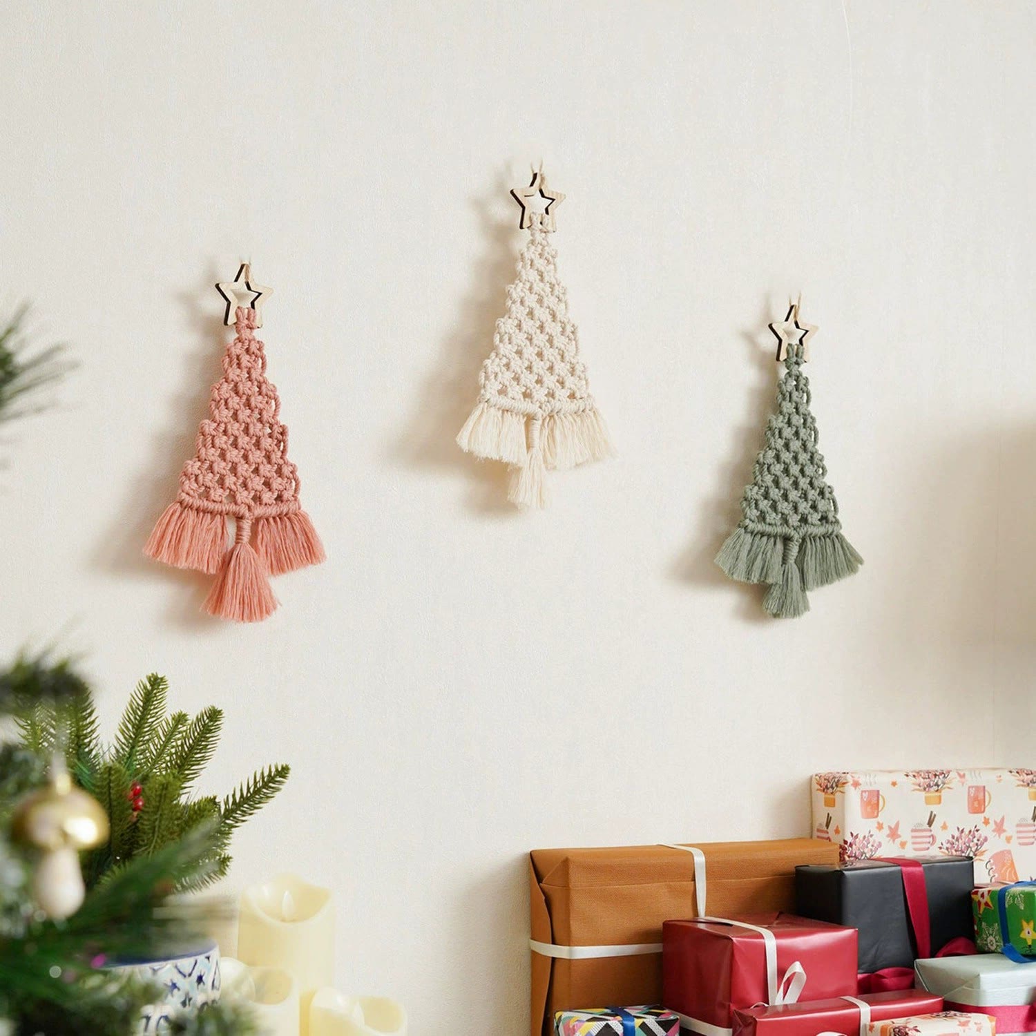 Rubbyoo Boh Macrame Christmas Tree Ornament - Woven Crafts For Home Decor | New Holiday Gift Idea - image 1