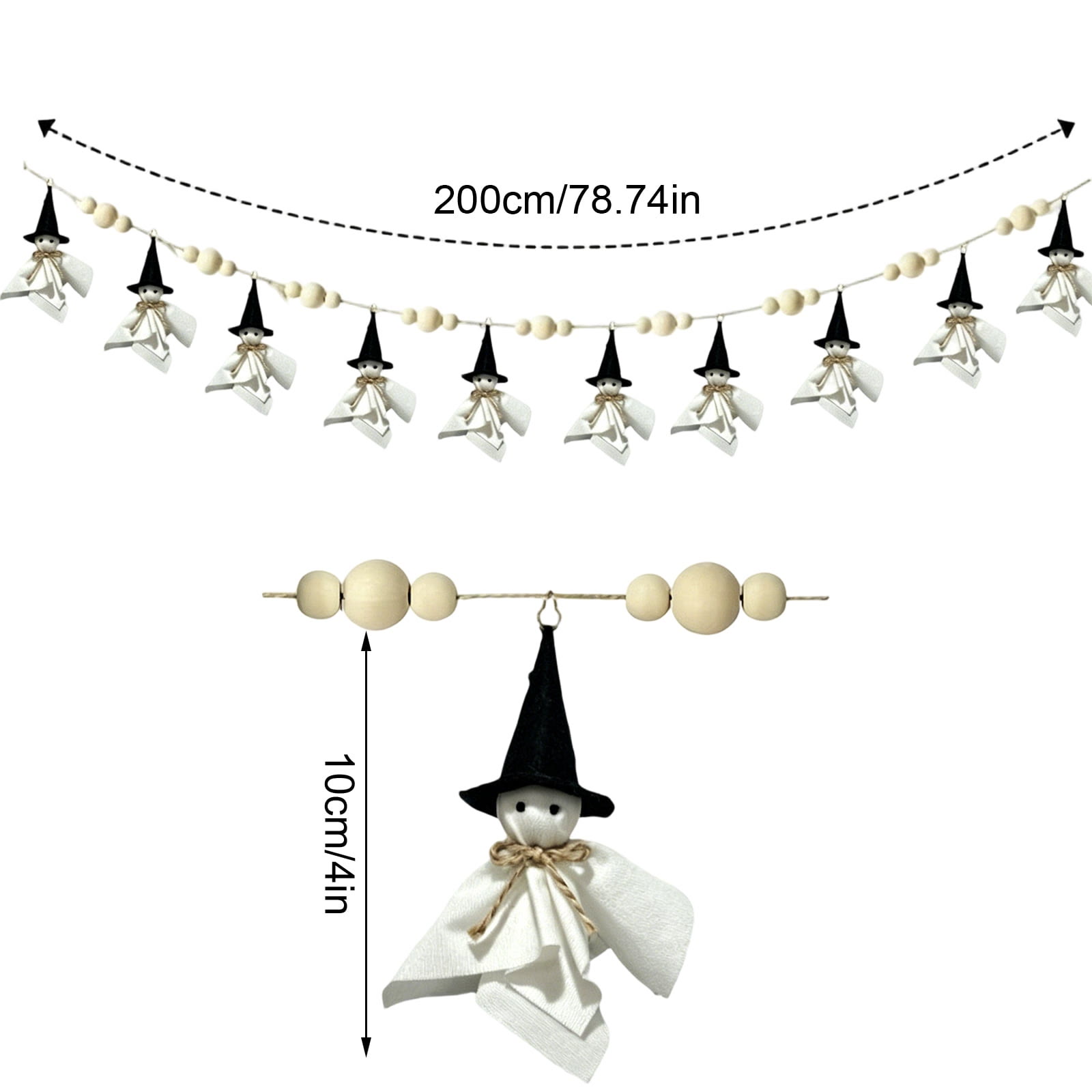 Rubbyoo 16pcs Halloween Ghost Ornaments - Halloween Home Party Decor | Unique Yard Tree Hanging  - Ghost with hat series  - image 6