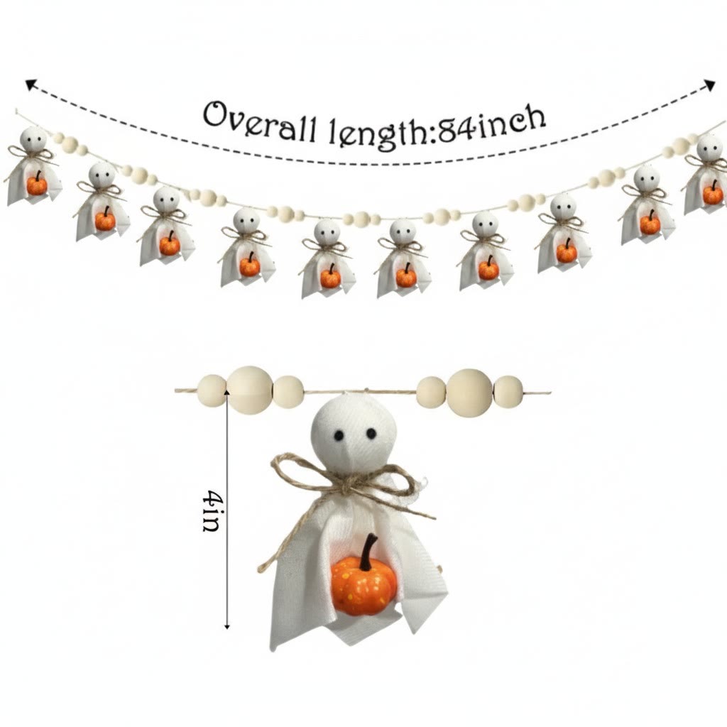 Rubbyoo 16pcs Halloween Ghost Ornaments - Halloween Home Party Decor | Unique Yard Tree Hanging  - Ghost with pumpkin series  - image 5