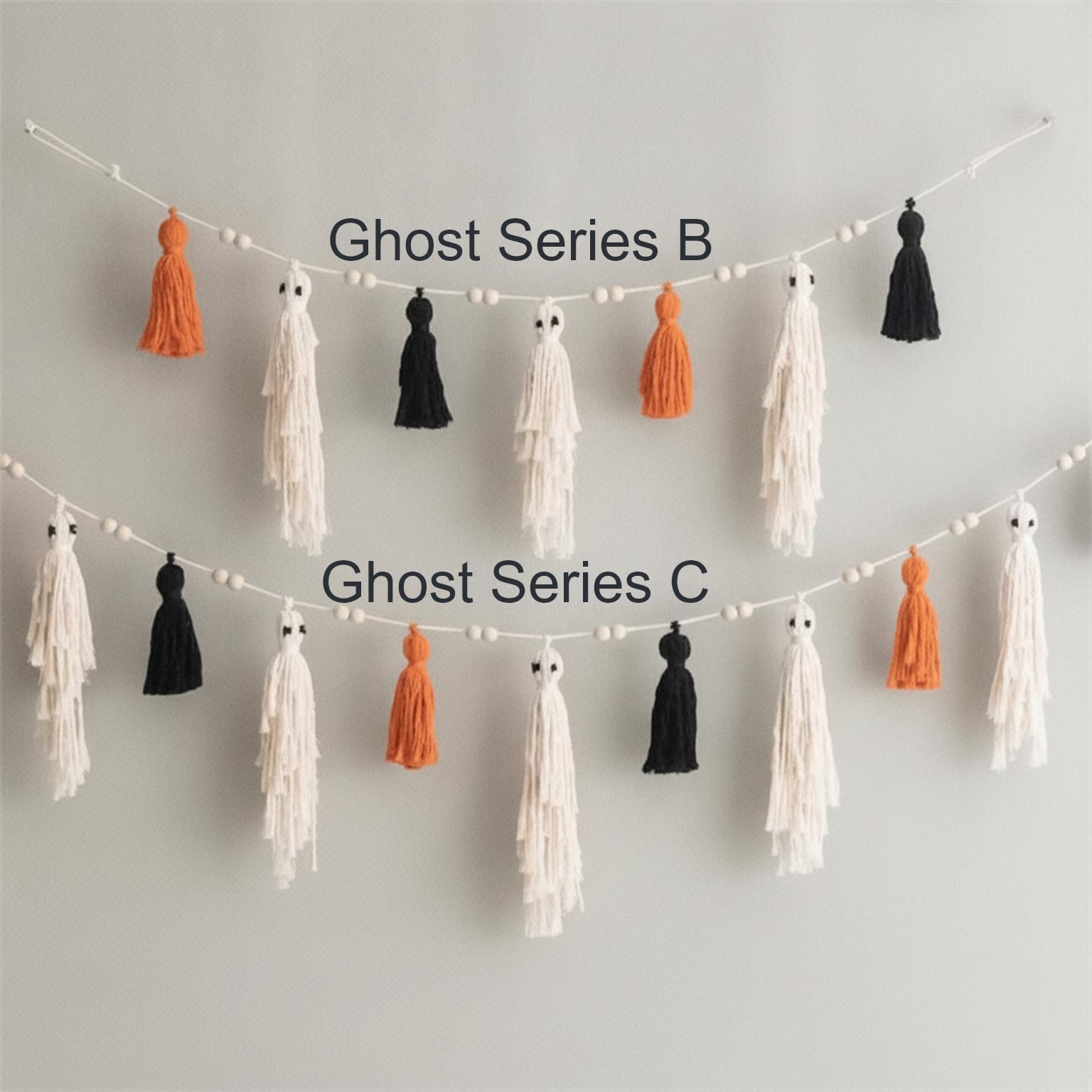 Rubbyoo Spooky Ghost Halloween Ornaments - Tasse Halloween Knitted Crafts | Perfect For Wall Decor - Ghost Series C - image 4