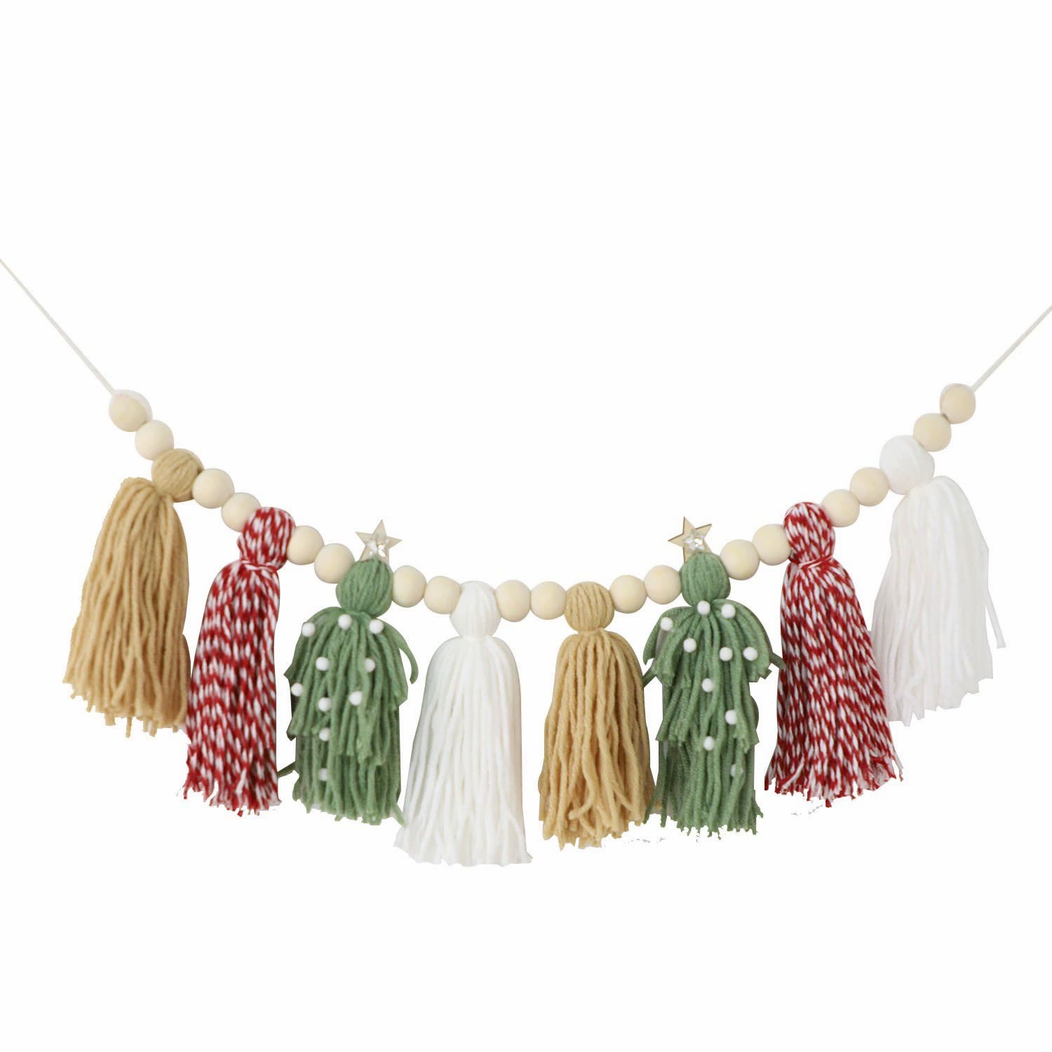 Rubbyoo Boho Christmas Hanging Decoration - Christmas Mantel Decor | Unique Festive Gift Craft  - A string of 8 tassels - image 5