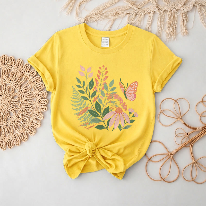 Rubbyoo Wonderful Garden  Graphic Tee  - Chic Botanical & Floral Motif  | Teacher's Sophisticated Outfit - Yellow - 2XL - image 12