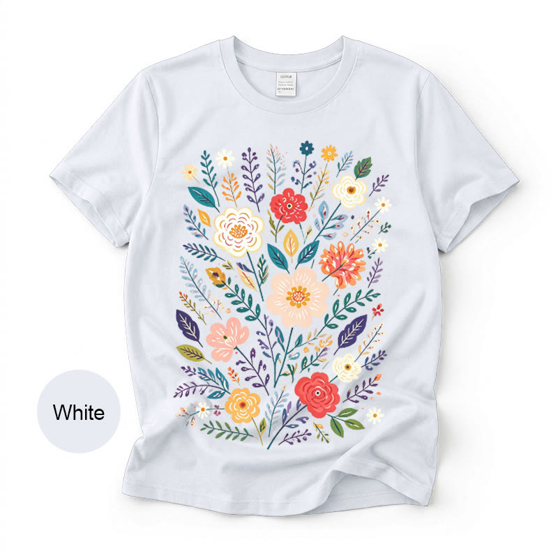 Rubbyoo Beautiful Flowers  Graphic Tee  - Elegant Floral Gift For Her  | Comfortable Daily T-shirt - image 1