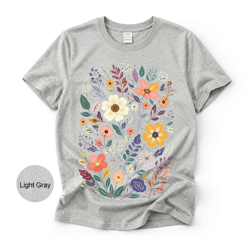 Rubbyoo Beautiful Flowers  Graphic Tee  - Comfortable Fabric Perfect For Vacation | Multi-colored Bouquet Graphic - image 1