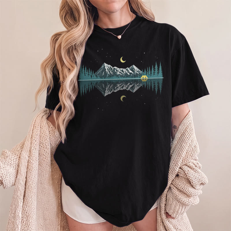 Rubbyoo Mountain & Moon Graphic Tee  - Unique Nature-inspired Gift For Friend | Soft Oversize Shirt For Hiking - image 10