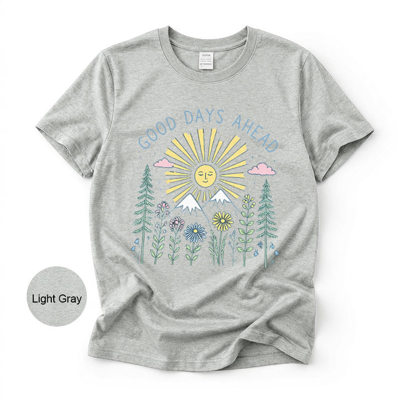 Rubbyoo “Good Days Ahead" Graphic Tee  - Suitable For Matching With Jeans | Trendy Celestial Crewneck Top - image 1
