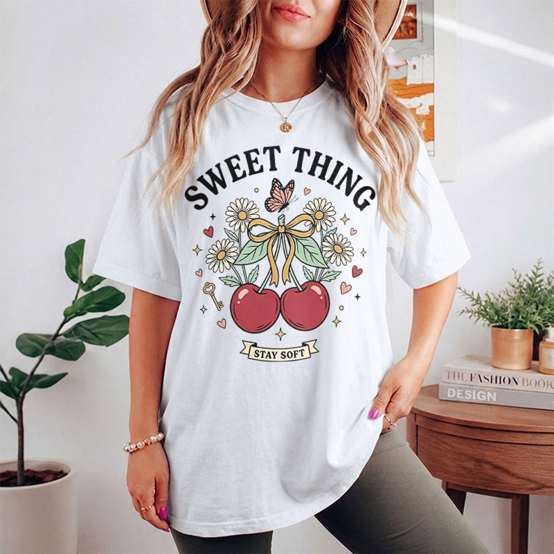 Rubbyoo Sweet Cheery Graphic Tee  - Perfect For Dating Outfit | Hand-drawn Style Cherry Graphic - image 13