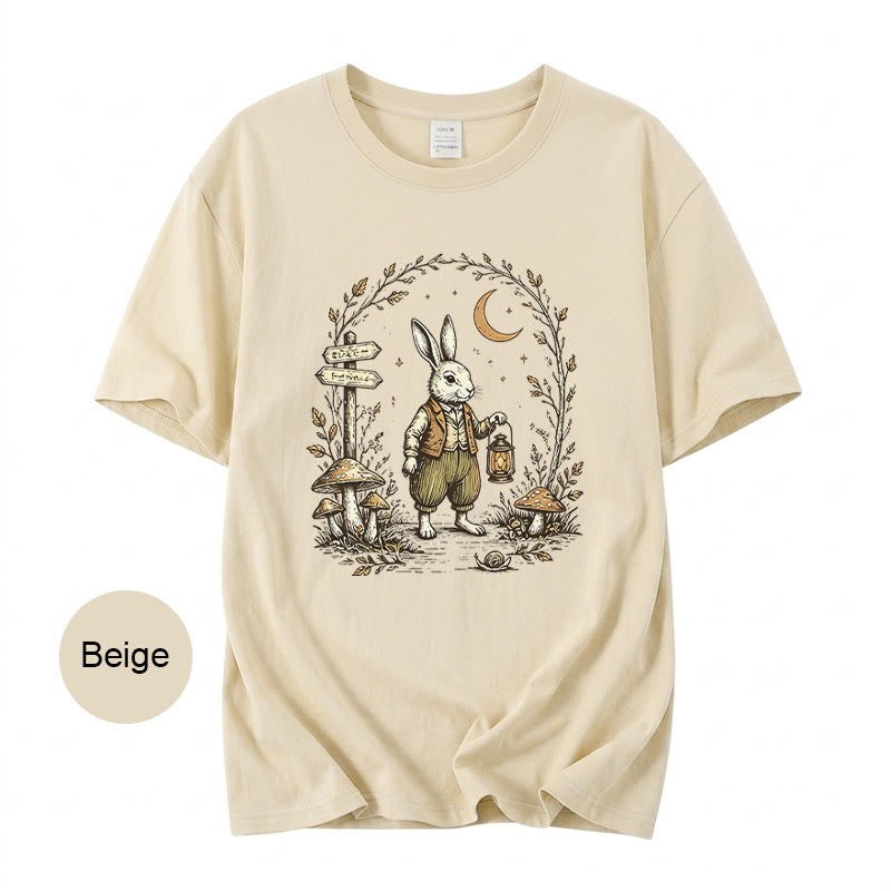 Rubbyoo Woodland Rabbit Graphic Tee  - Special Birthday Gift For Her | Fairy-tale Style Rabbit & Forest Graphic - image 1