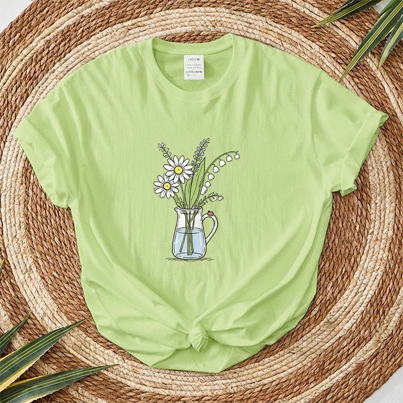 Rubbyoo Woodland Rabbit Graphic Tee  - Fresh Summer Vibe Wear | Minimalist Botanical Graffiti - Matcha Green - 2XL - image 4