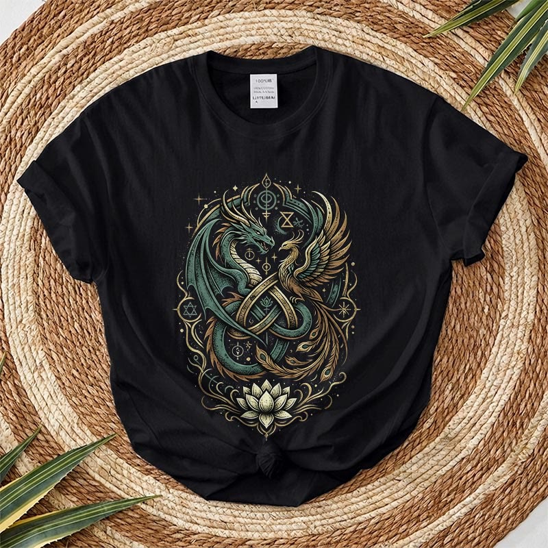 Rubbyoo Mysterious Dragon Graphic Tee  - Stylish Dragon Pattern | Cool T-shirt Perfect For Music Festival - Black - 2XL - image 5