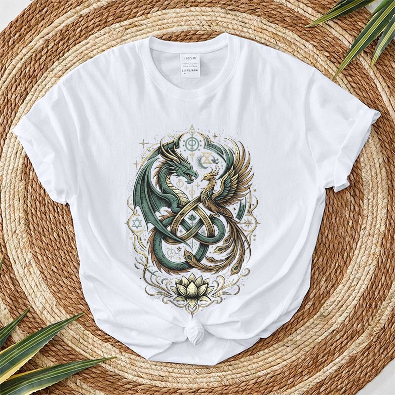 Rubbyoo Mysterious Dragon Graphic Tee  - Stylish Dragon Pattern | Cool T-shirt Perfect For Music Festival - White - 2XL - image 6