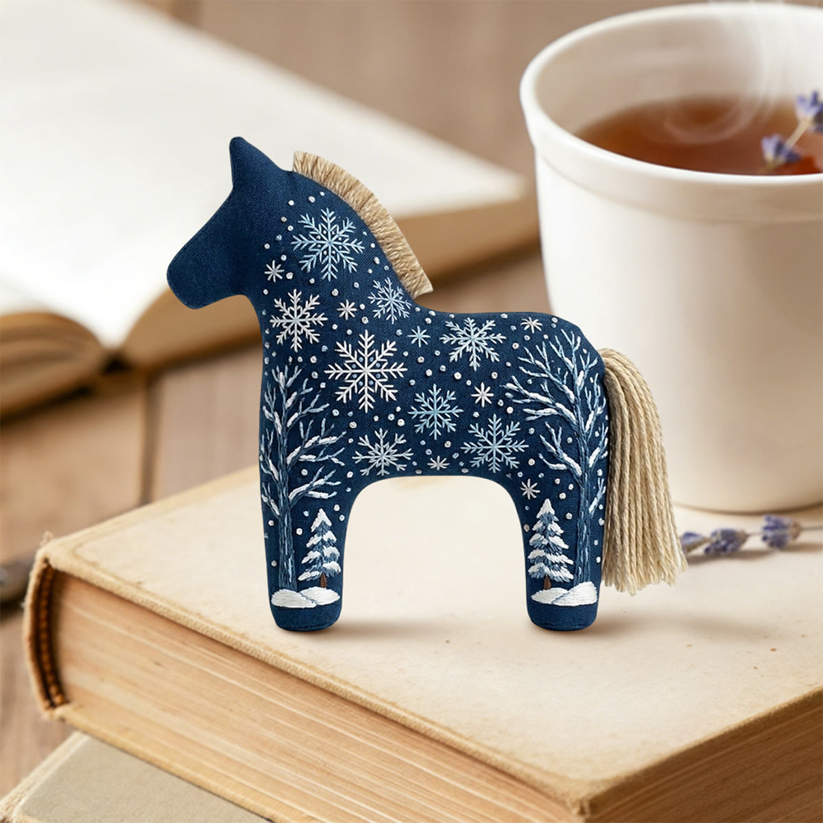 Rubbyoo Dala Horse Embroidery Kit - Snowflake | Winter Scene Diy Needlework For Beginners | Christmas Hoop Art Gift For Kids - image 2