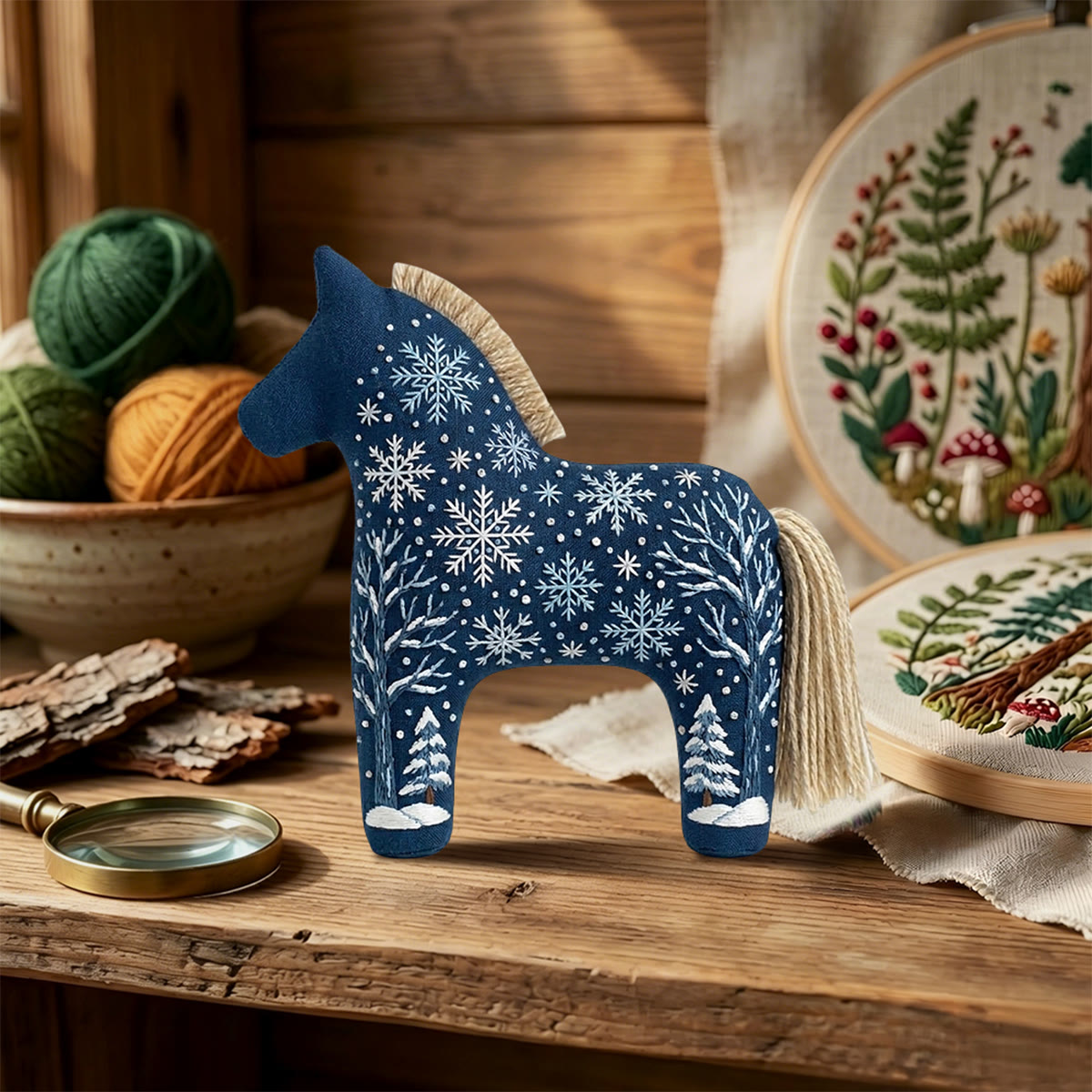 Rubbyoo Dala Horse Embroidery Kit - Snowflake | Winter Scene Diy Needlework For Beginners | Christmas Hoop Art Gift For Kids - image 6