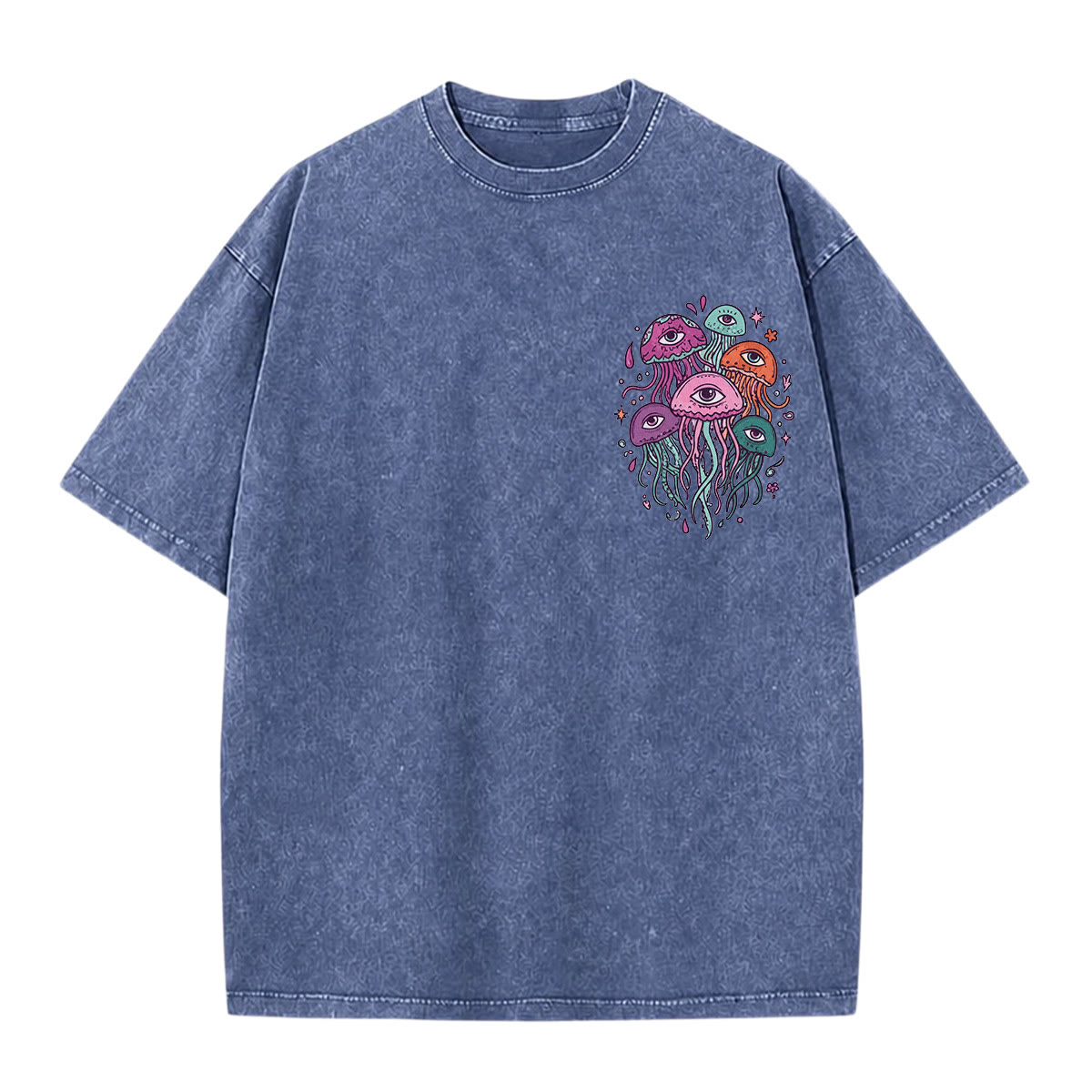Rubbyoo Spooky Jellyfish Double Sided Unisex Washed T-shirt Jellyfish Lover Gift - image 6