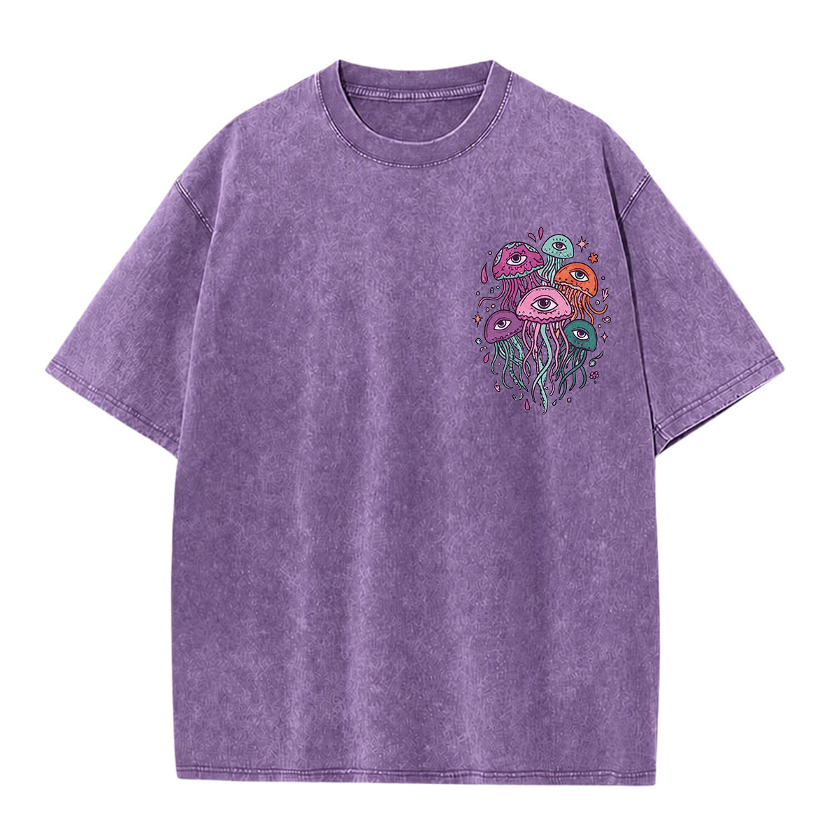 Rubbyoo Spooky Jellyfish Double Sided Unisex Washed T-shirt Jellyfish Lover Gift - image 2