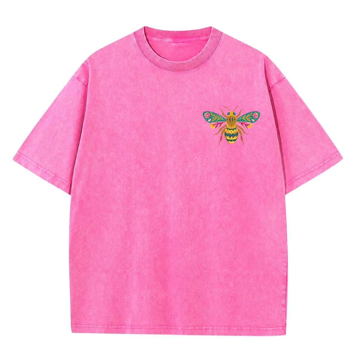 Rubbyoo We All Hum At Our Own Small Pace Double Sided Bees Pattern Unisex Washed T-shirt  - image 2