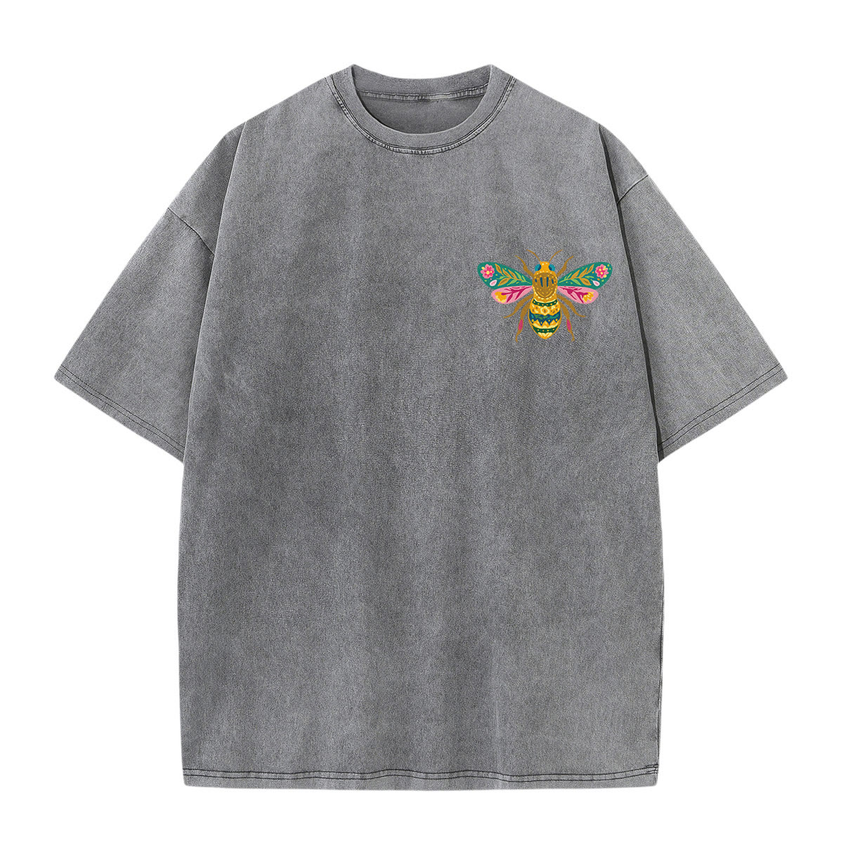 Rubbyoo We All Hum At Our Own Small Pace Double Sided Bees Pattern Unisex Washed T-shirt  - image 18