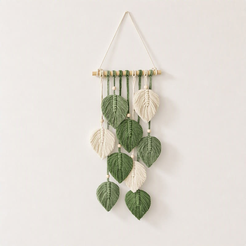Rubbyoo Woven Leaves Hanging Decorariton - Boho Living Room Ornament | Perfect Housewarming Gifts   - Green - image 8