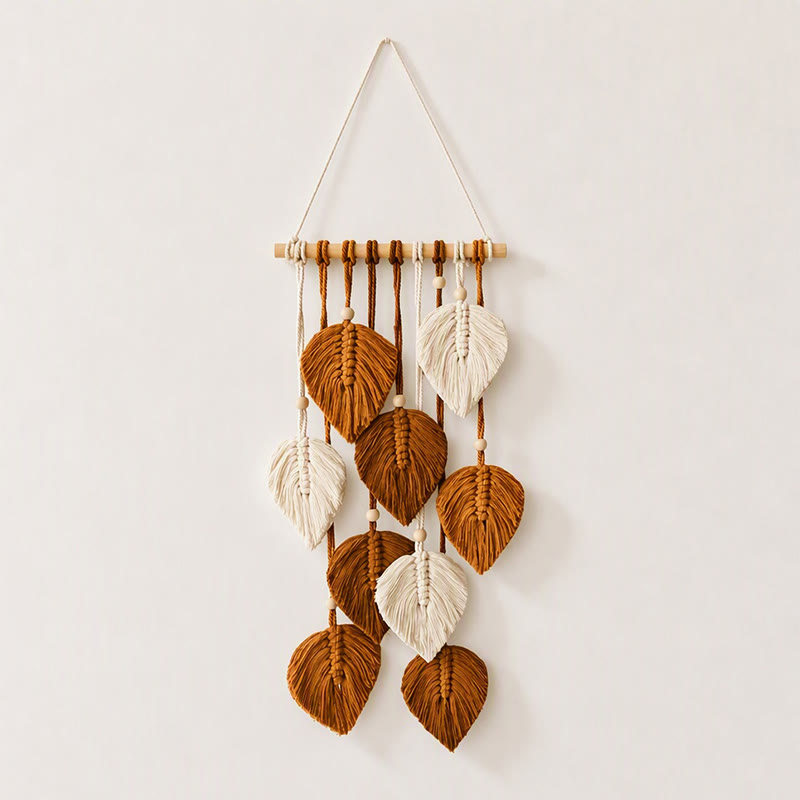 Rubbyoo Woven Leaves Hanging Decorariton - Boho Living Room Ornament | Perfect Housewarming Gifts   - Brown - image 7