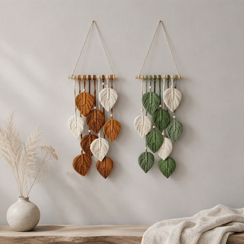Rubbyoo Woven Leaves Hanging Decorariton - Boho Living Room Ornament | Perfect Housewarming Gifts   - image 1