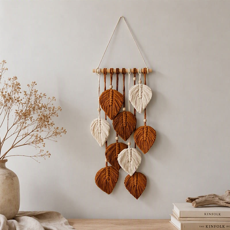 Rubbyoo Woven Leaves Hanging Decorariton - Boho Living Room Ornament | Perfect Housewarming Gifts   - image 5