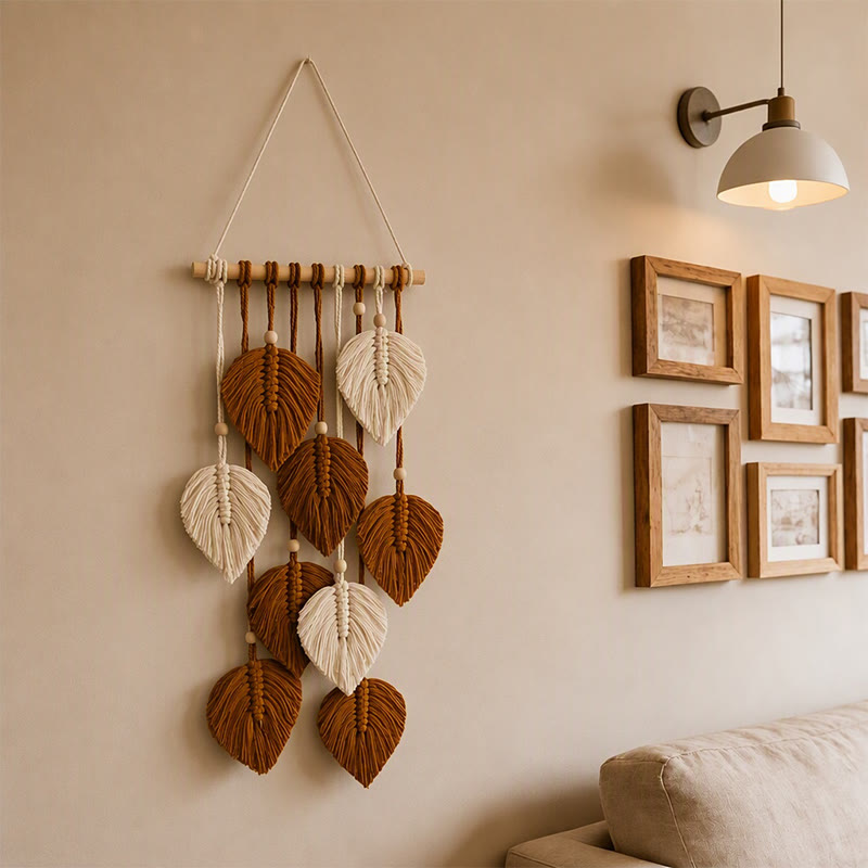 Rubbyoo Woven Leaves Hanging Decorariton - Boho Living Room Ornament | Perfect Housewarming Gifts   - image 4