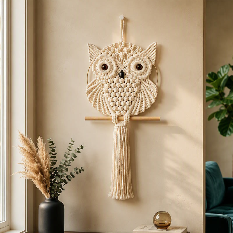 Rubbyoo Macrame Owl Wall Hanging  - Boho Nursery Decor | Cute Animal Wall Art  - image 2
