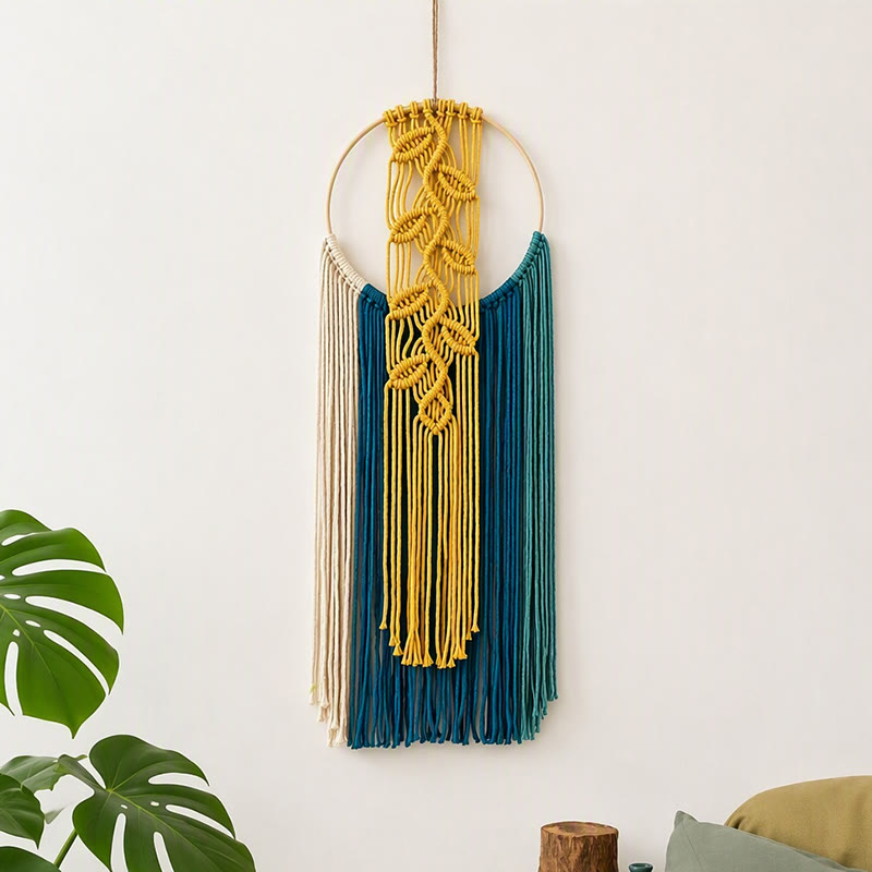 Rubbyoo Macrame Hoop Wall Hanging - Colourful Boho Room Decor | Nice Housewarming Gift  - image 2