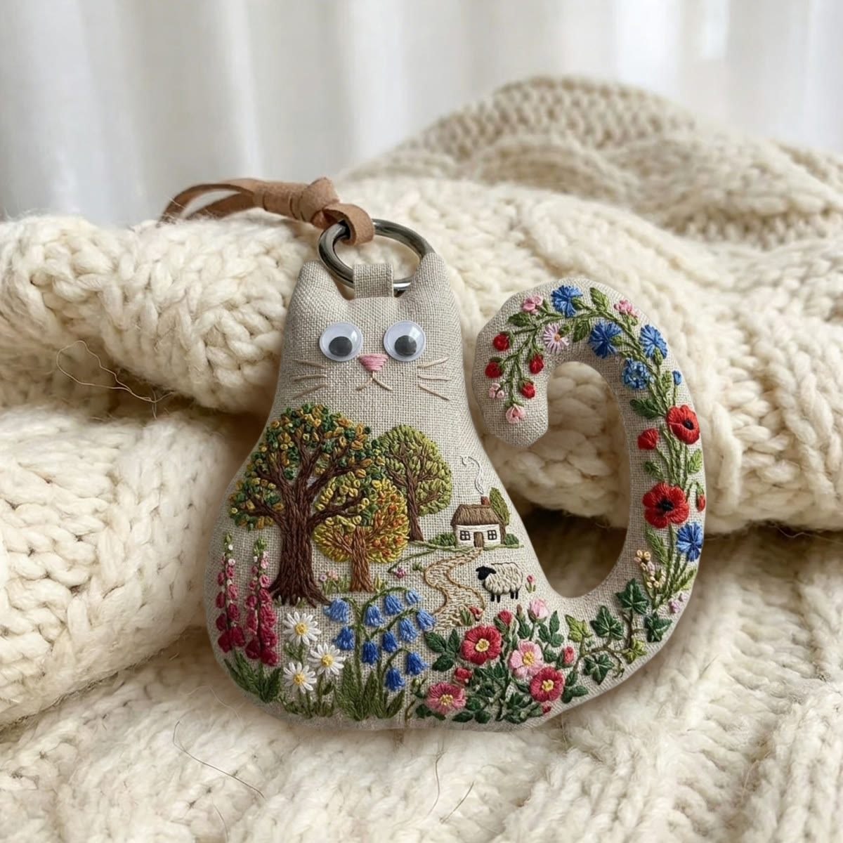 Rubbyoo Cat Embroidery Kit - Floral Farmhouse | Cozy Countryside Ornament | Perfect Gift For Woodland Nature Hobbists - image 3
