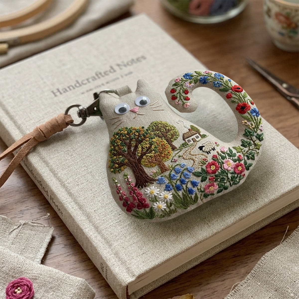 Rubbyoo Cat Embroidery Kit - Floral Farmhouse | Cozy Countryside Ornament | Perfect Gift For Woodland Nature Hobbists - image 8