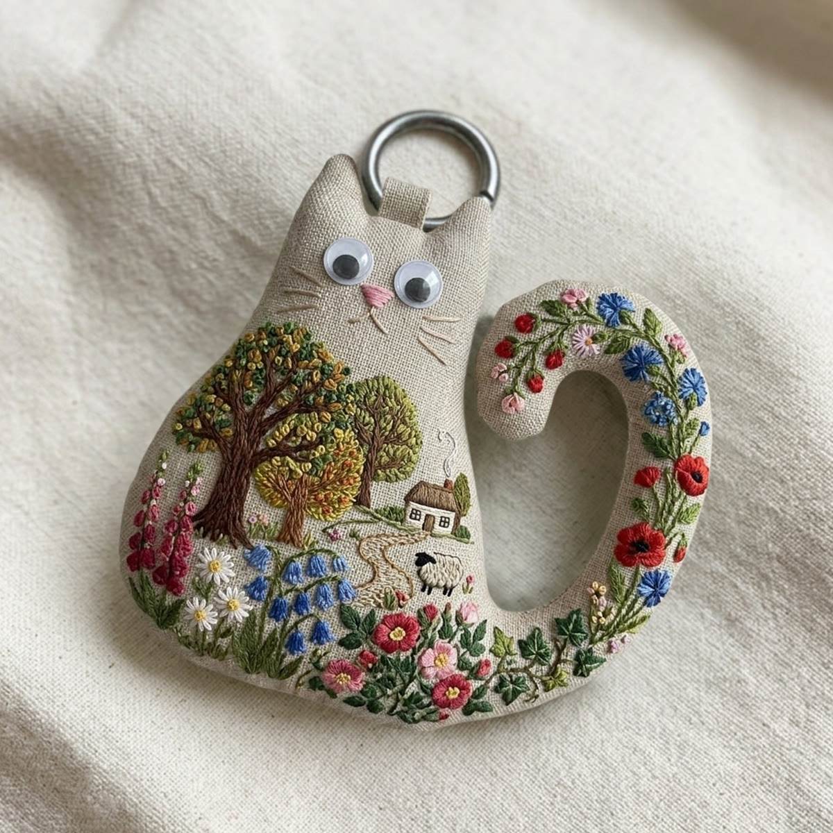 Rubbyoo Cat Embroidery Kit - Floral Farmhouse | Cozy Countryside Ornament | Perfect Gift For Woodland Nature Hobbists - image 6