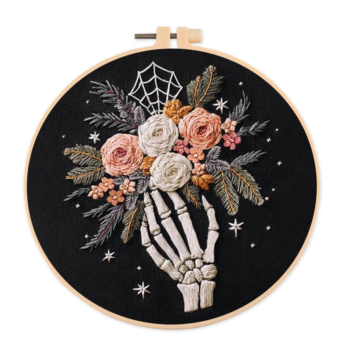 Rubbyoo Embroidery Kit - Eternal Blooms | Whimsigoth Style Handmade Decor | Romantic Halloween Gift - 20*20cm - image 1