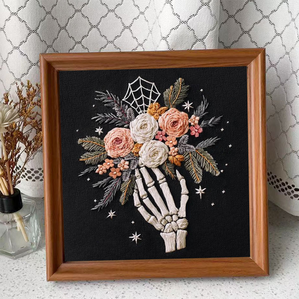 Rubbyoo Embroidery Kit - Eternal Blooms | Whimsigoth Style Handmade Decor | Romantic Halloween Gift - Embroidery Kit Plus An Extra Frame - image 10