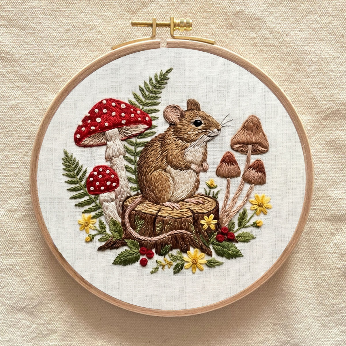 Rubbyoo Embroidery Kit - Woodland Mouse | Autumn Vibe Ornament | Easy-to-do Animal Motif Needlework - image 6