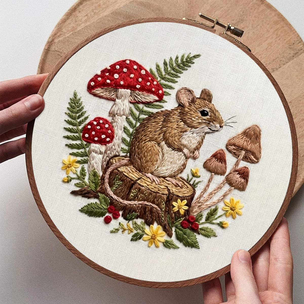 Rubbyoo Embroidery Kit - Woodland Mouse | Autumn Vibe Ornament | Easy-to-do Animal Motif Needlework - image 3