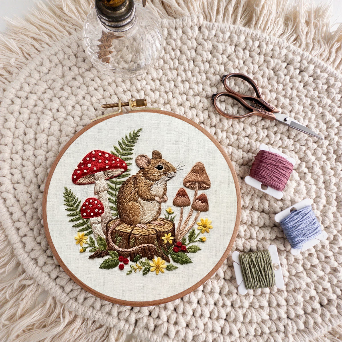 Rubbyoo Embroidery Kit - Woodland Mouse | Autumn Vibe Ornament | Easy-to-do Animal Motif Needlework - image 9