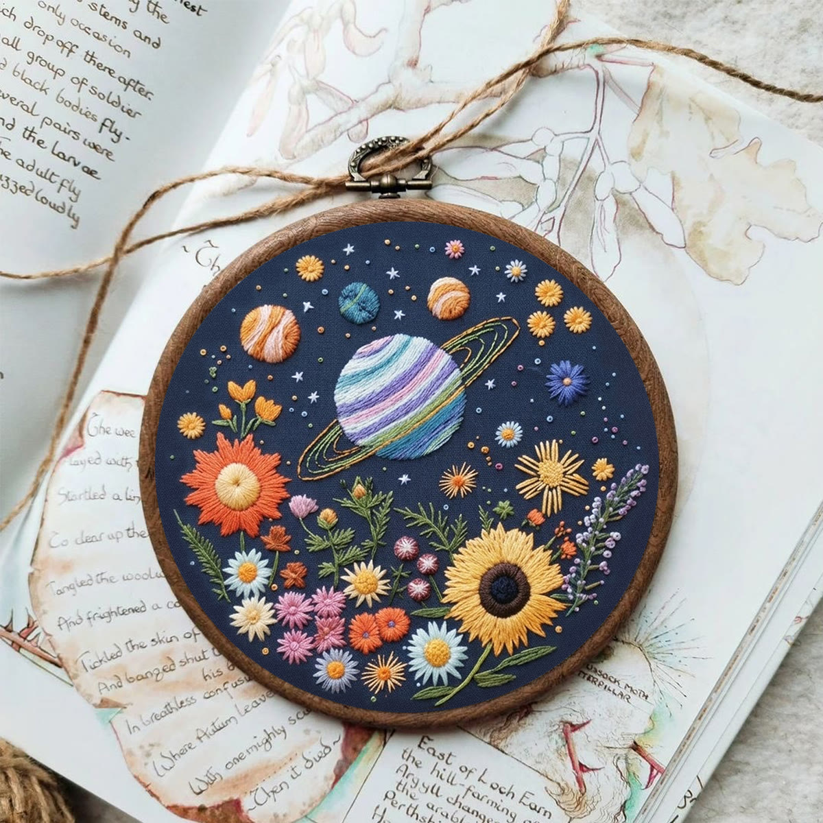 Rubbyoo Embroidery Kit - Floral Cosmic | Special DIY Birthday Gift | Intricate Planet & Flora Crewel Kit - image 7